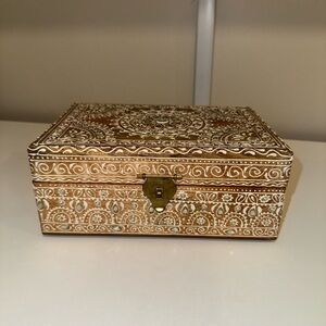 Intricate Brown and White Storage Box